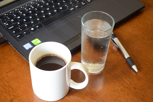 coffee water and computer